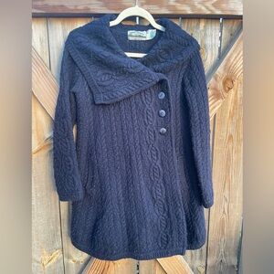 🔹 Aran Sweater 100% Merino Wool Cable Knit Cardigan size S